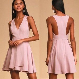 NWT Lulus Seeing Chic Skater Dress Mauve Pink Size Small